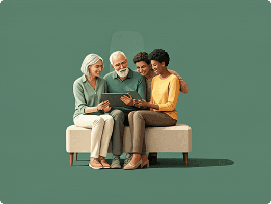 A family reviewing their savings plan together